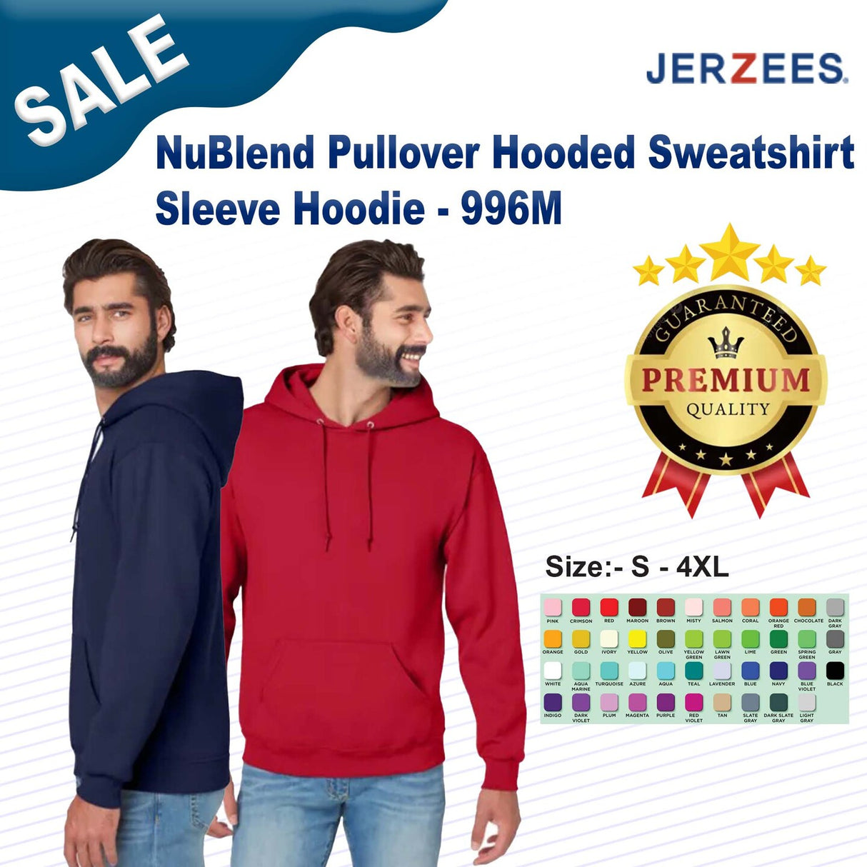 Jerzees® NuBlend Pullover Hooded Sweatshirt Long Sleeve Hoodie
