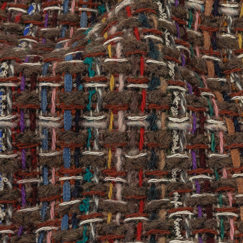 Italian Taupe, Olive and Multicolor Blended Wool Tweed
