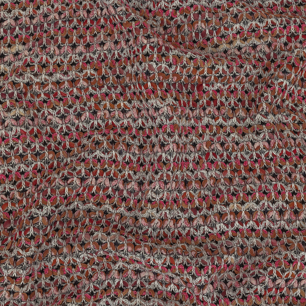 Pink, Peach and Gray Textured Stripes Sweater Knit