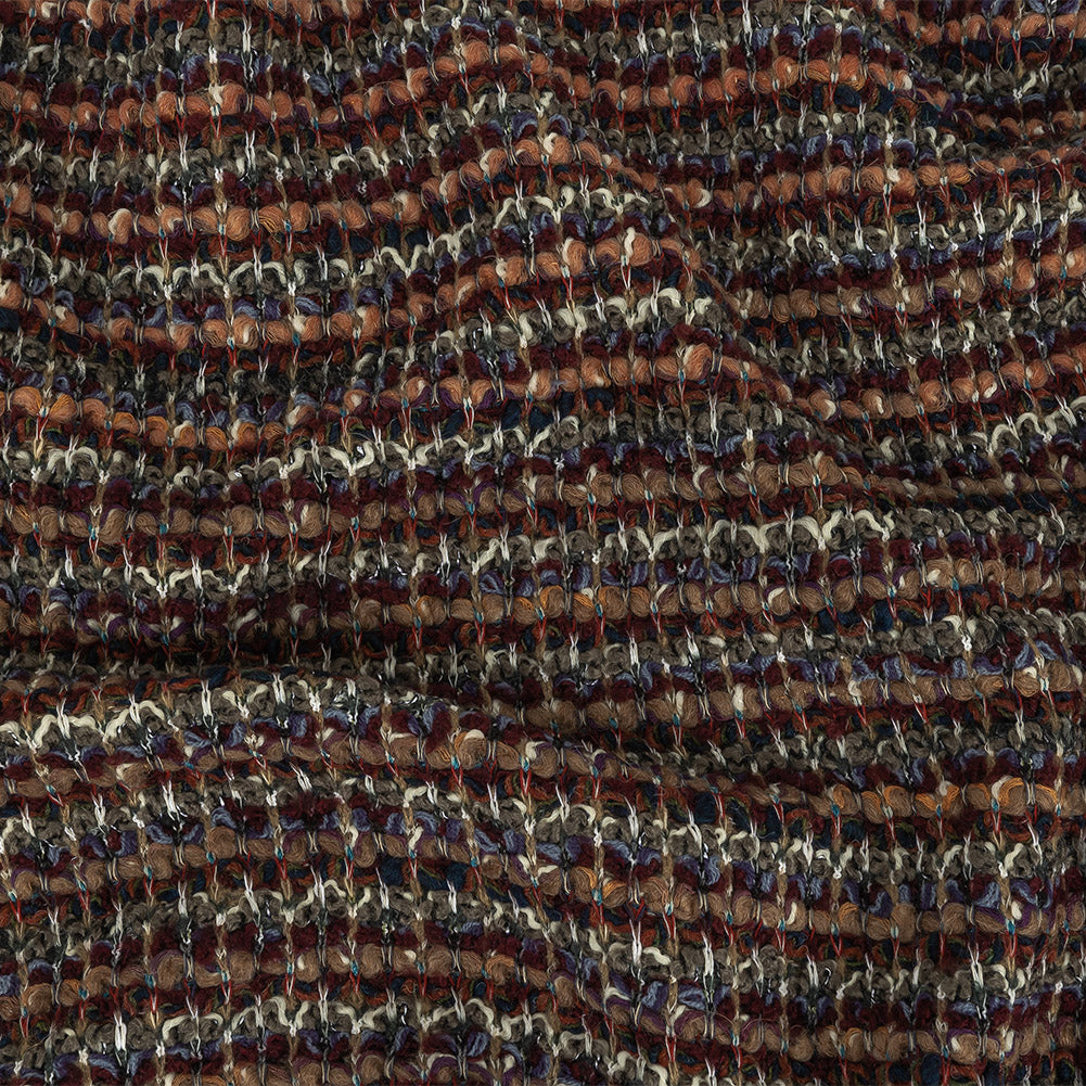 Coral, Wine and Sage Loopy Wool Sweater Knit