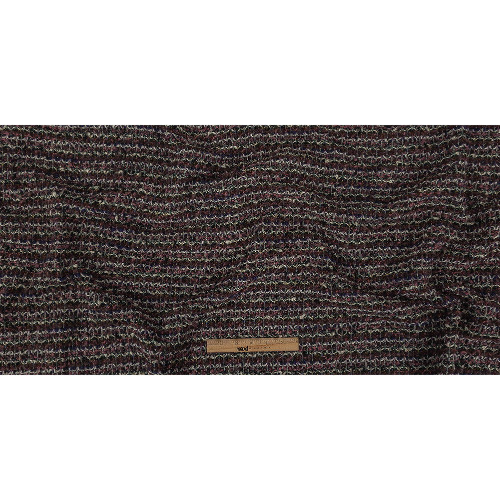 Rose, Eggplant and Metallic Silver Loopy Wool Sweater Knit