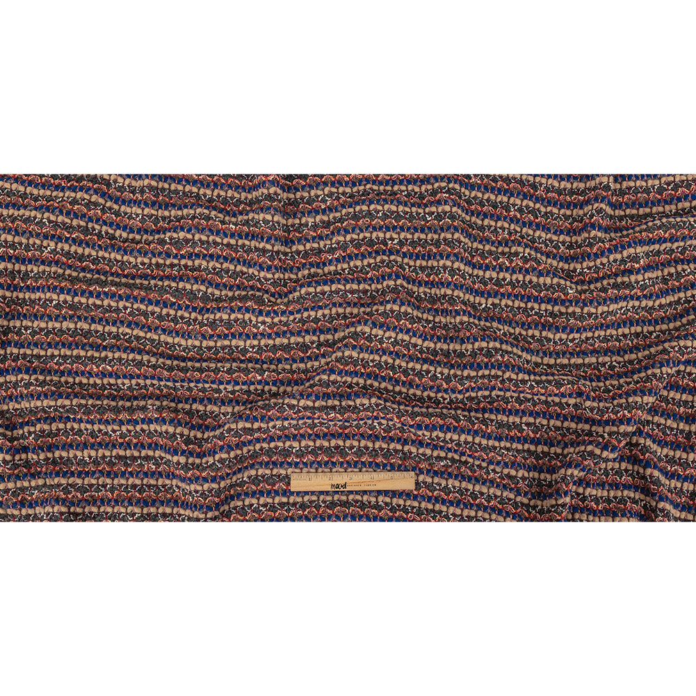 Blue, Sesame, and Wine Chunky Striped Wool Knit