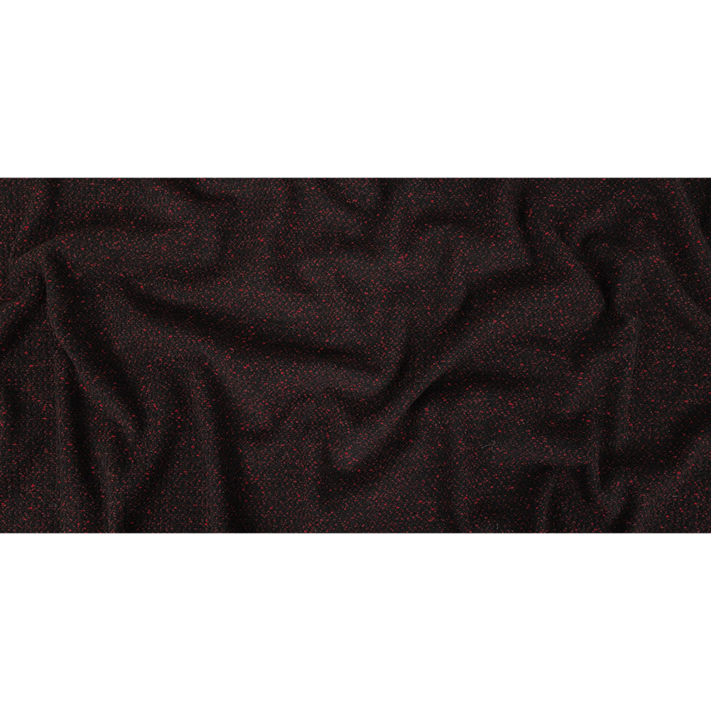 Black and Dark Pink Speckled Tactile Woolen Woven