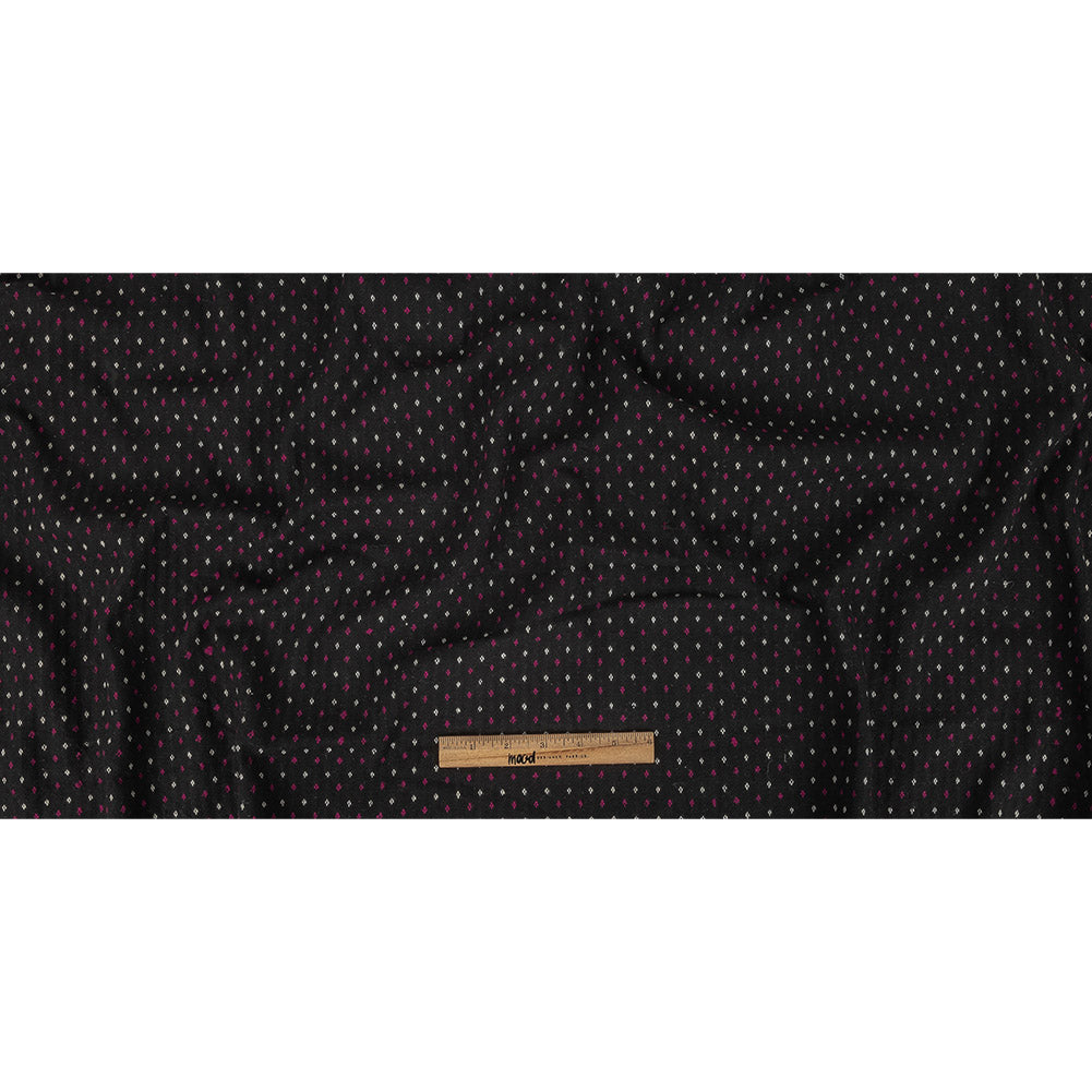 Black, White and Magents Diamonds Brushed Blended Cotton Jacquard