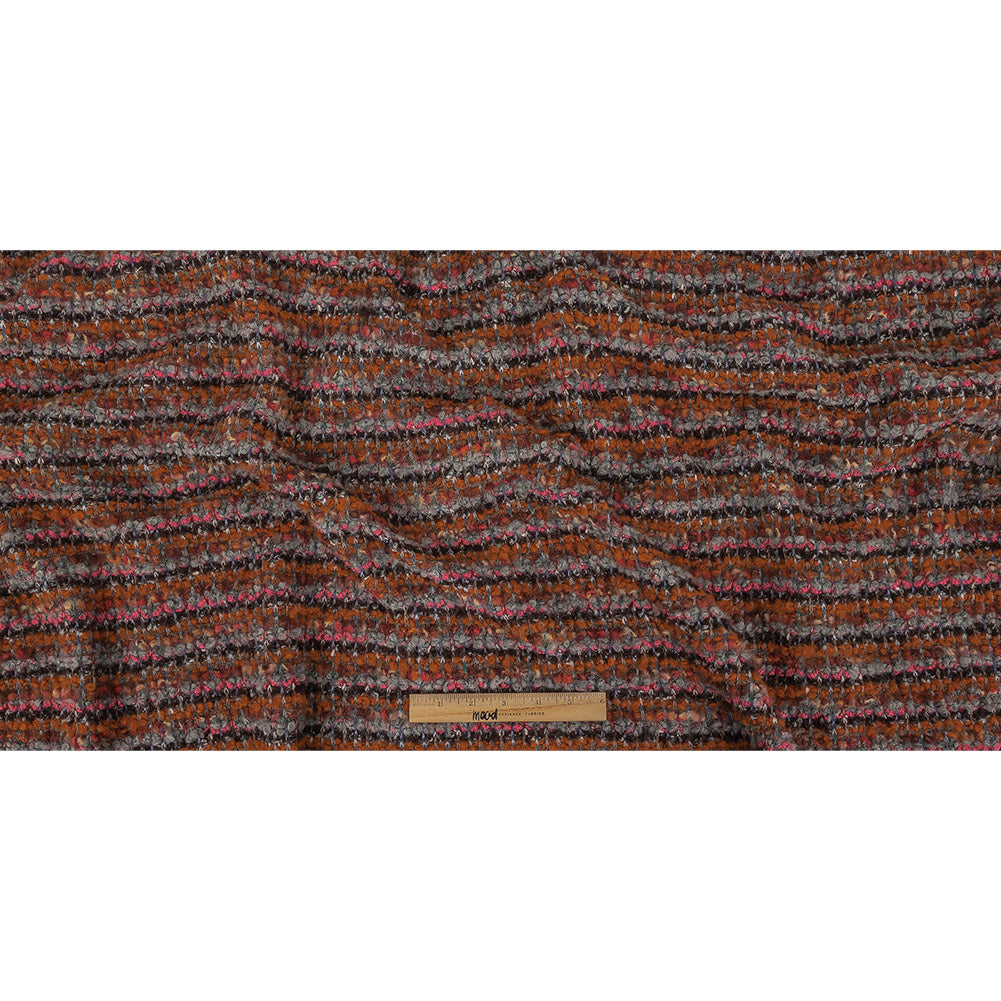 Italian Pumpkin, Drizzle, and Fandango Pink Striped Wool Boucle Knit