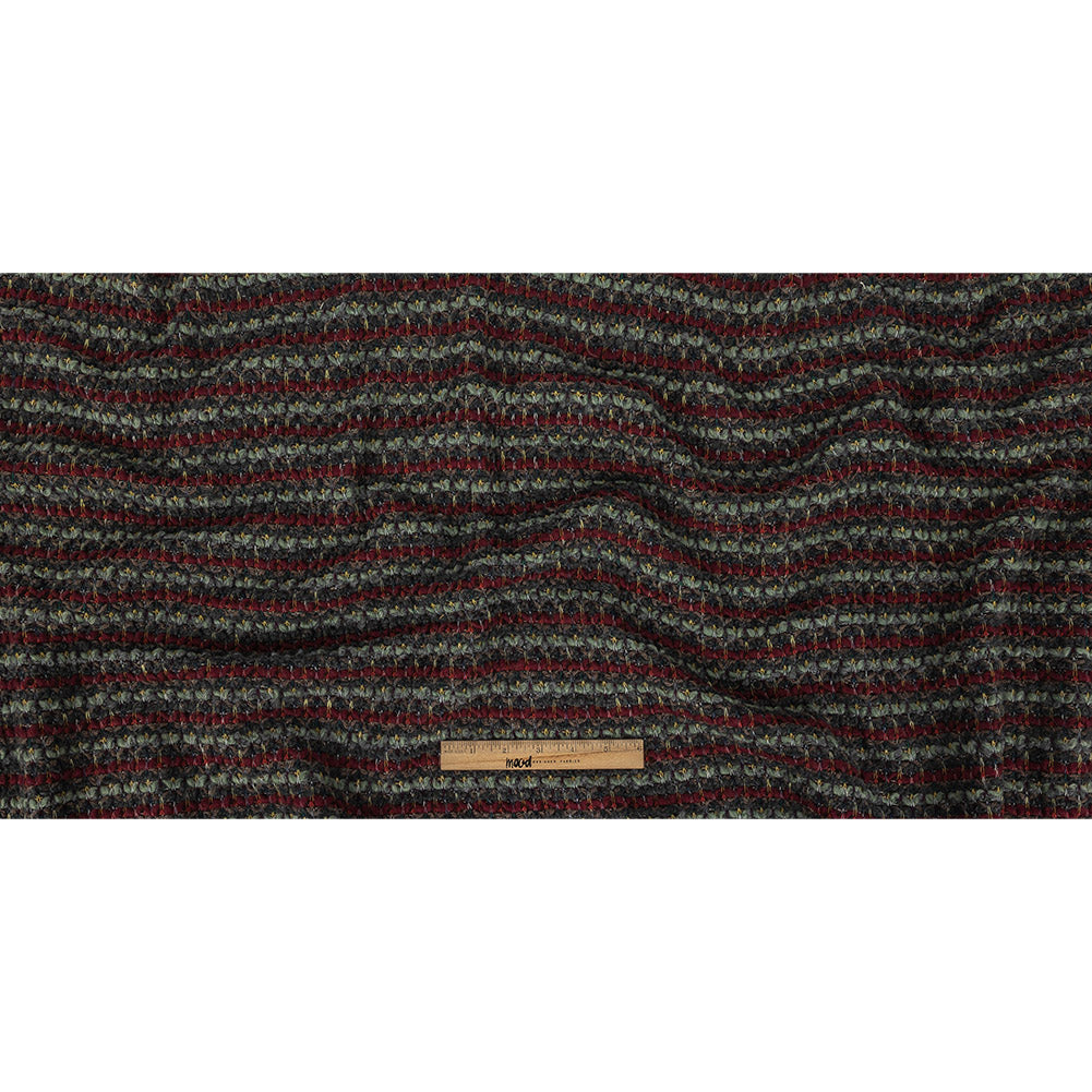 Italian Burgundy, Raven and Brunette Striped Chunky Wool Knit