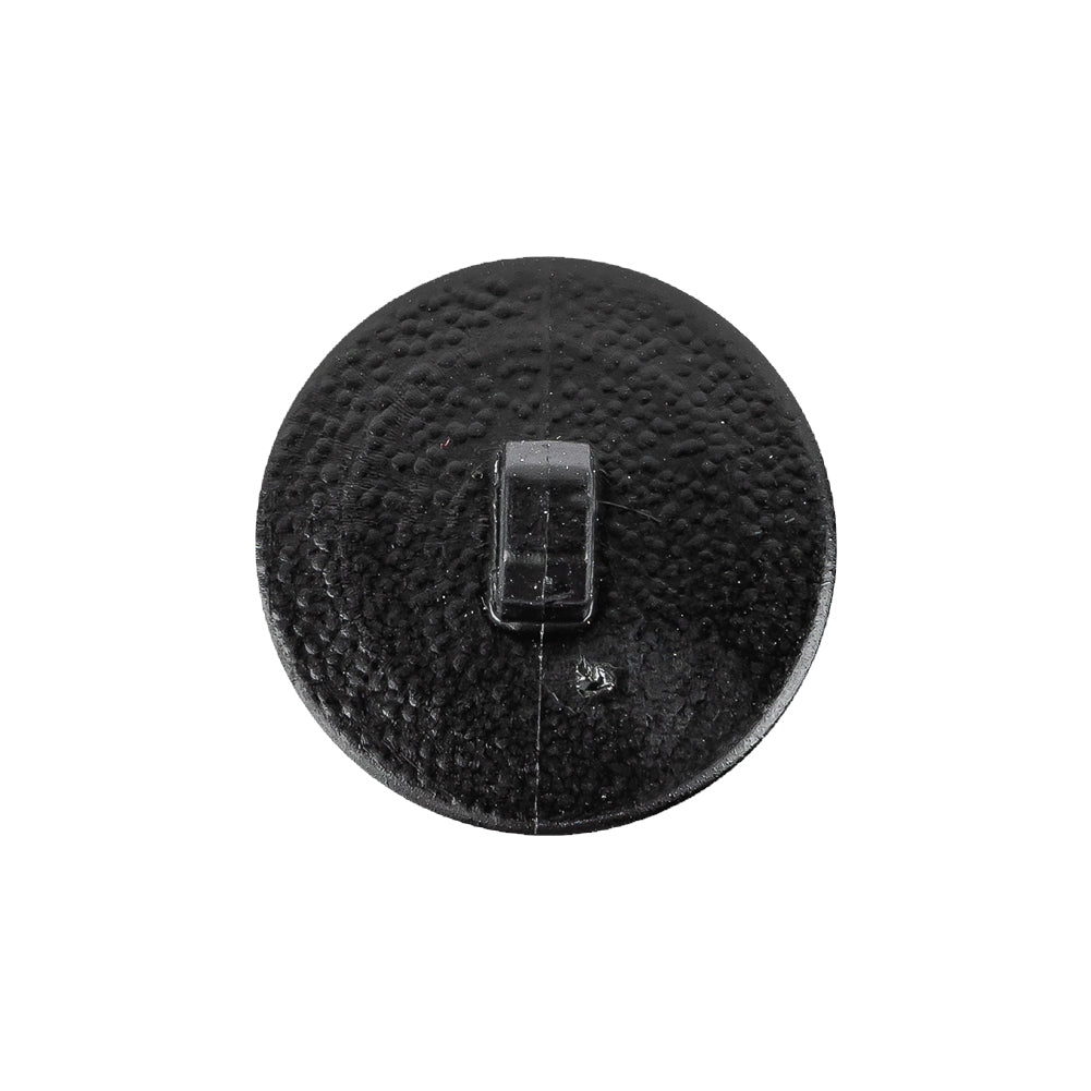 Italian Shiny Black Basketweave Embossed Faux Leather Button - 36L/23mm