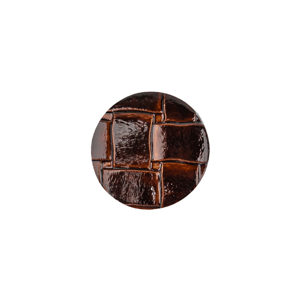 Italian Shiny Bark Basketweave Embossed Faux Leather Button - 24L/15mm
