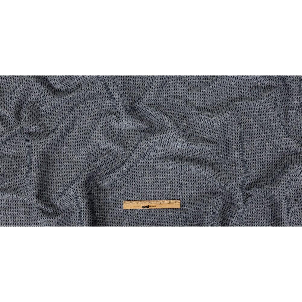 Italian Blue, Black, and White Chevrons Rayon Dobby Shirting