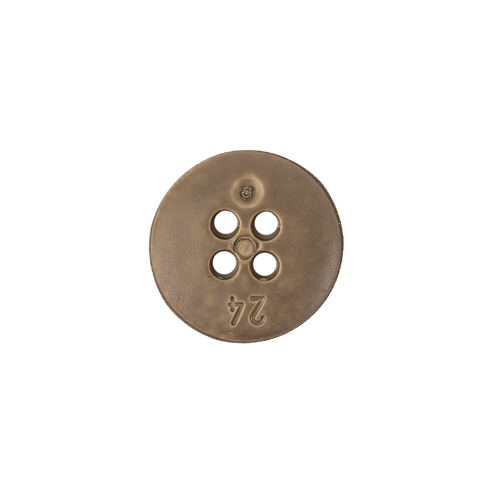 Italian Matte Khaki Abstract Molded 4-Hole Faux Leather Button - 24L/15mm