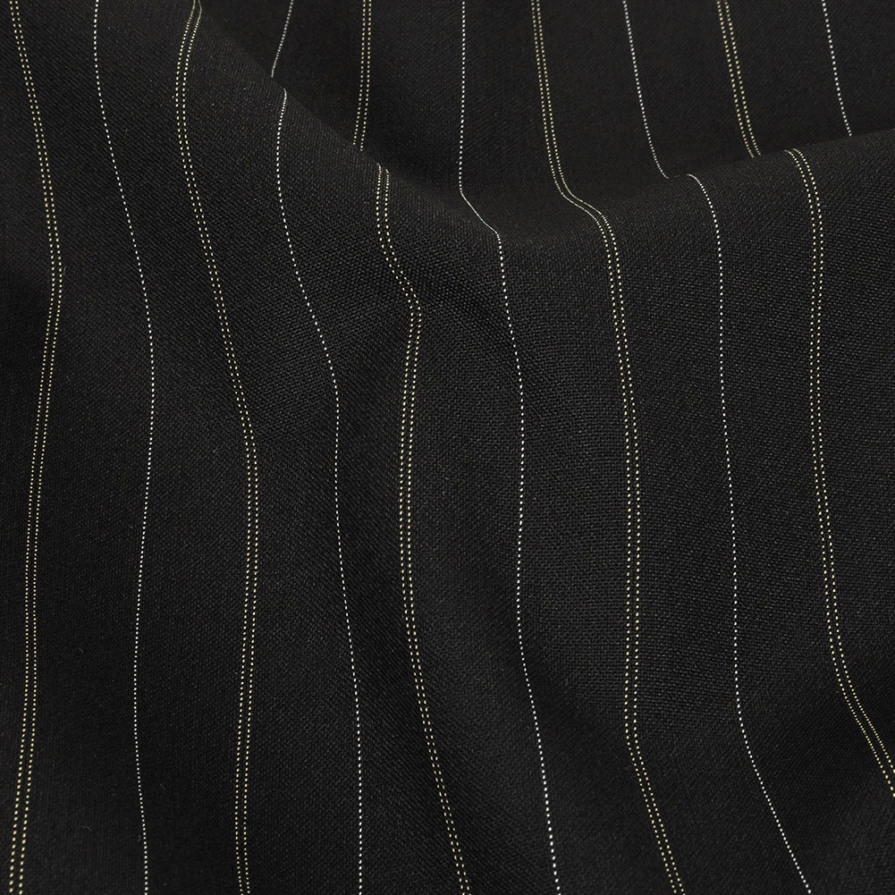 Liz Claiborne Jet Black and Beige Pinstriped Stretch Polyester Suiting