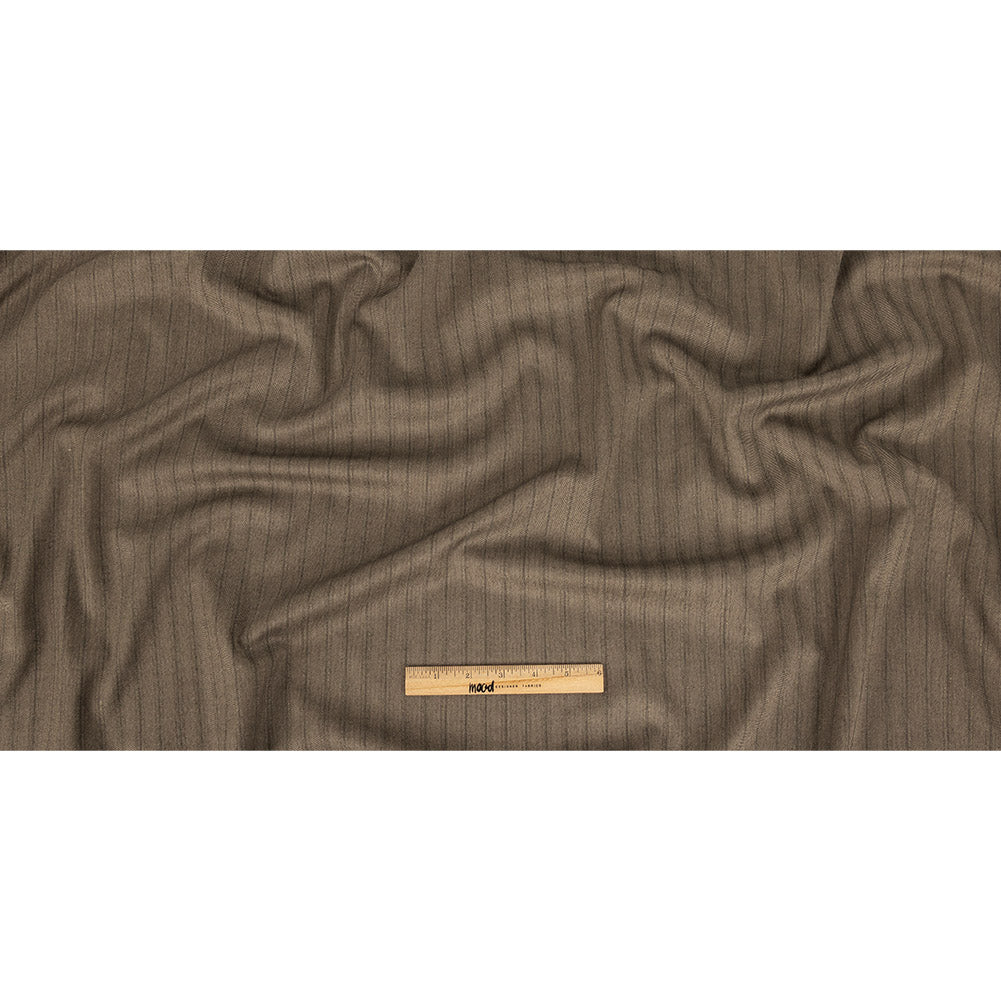 Brown and Chinchilla Metallic Herringbone Striped Polyester Suiting