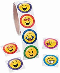 1 1/2" Goofy Smile Face Multicolor Paper Sticker Roll 100 Pieces