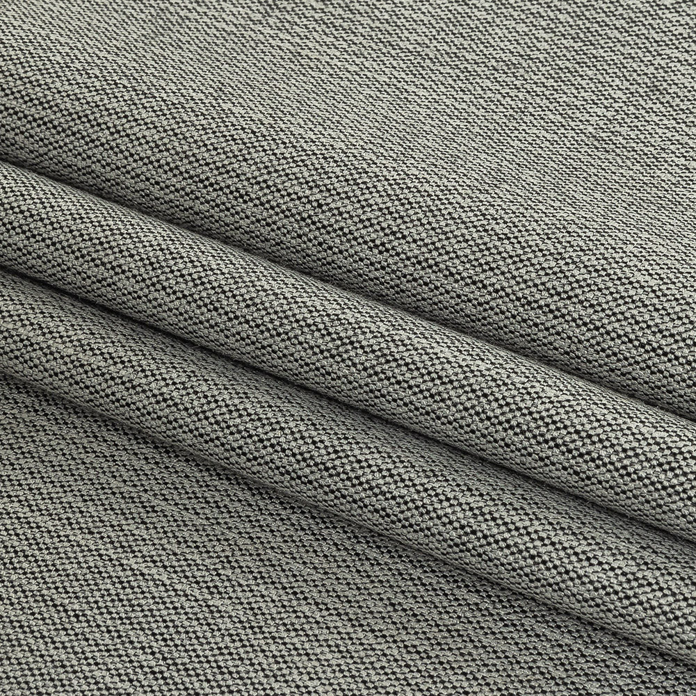 Black and Blanc de Blanc Railroad Striped Stretch Blended Wool Suiting