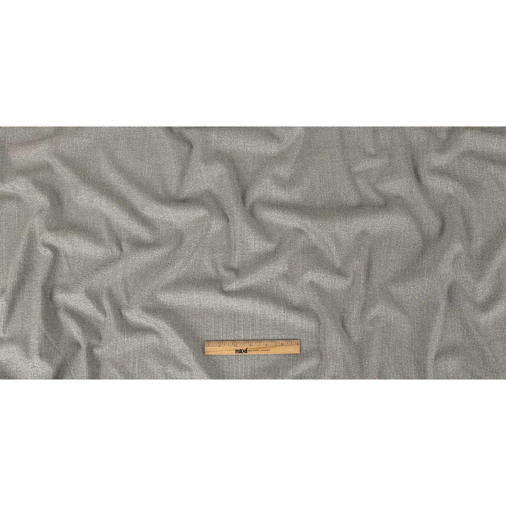 Black and Blanc de Blanc Railroad Striped Stretch Blended Wool Suiting