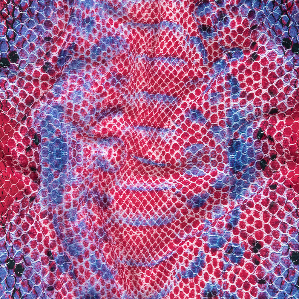 Compression Swimwear Tricot, UV Protective with Aloe Vera Microcapsules - Magenta and Blueberry Python - Caye Collection
