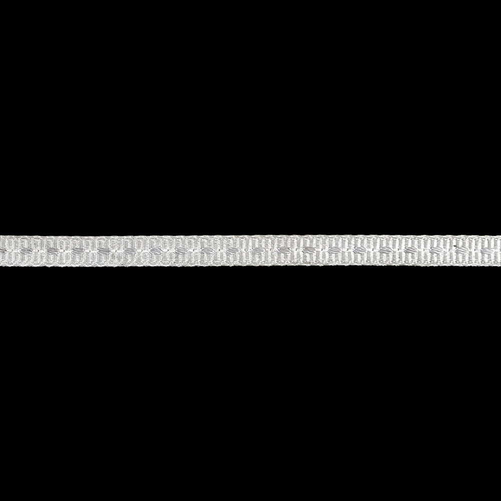 White Grosgrain Ribbon with Lucent White Stitching - 0.25"