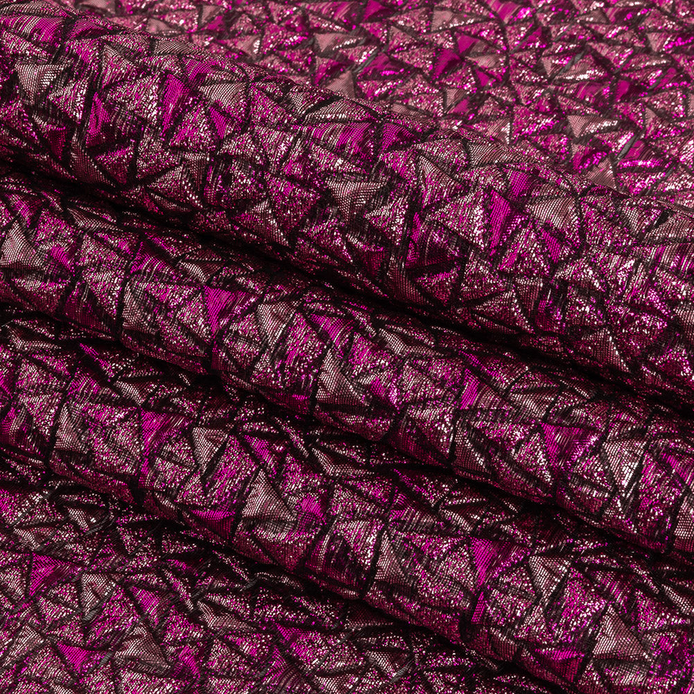 Mood Exclusive Metallic Fuchsia and Corsage Pink Tactile Triangles Luxury Brocade