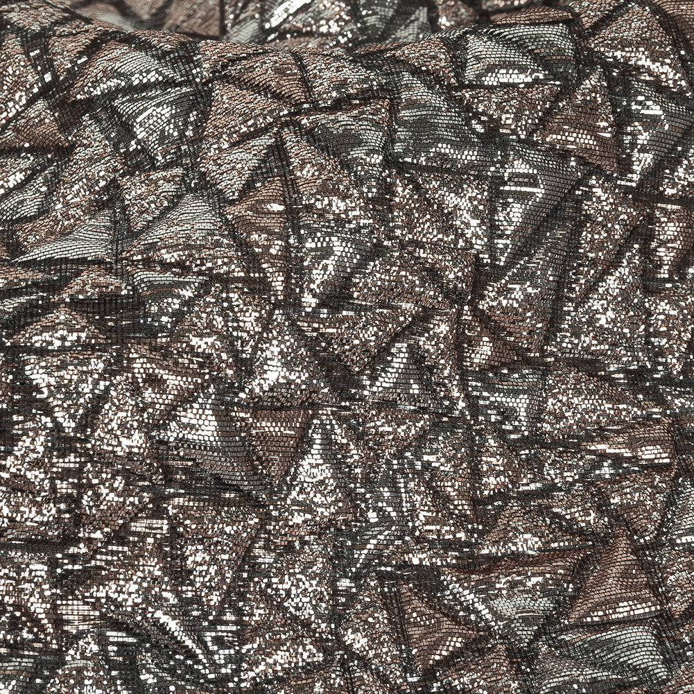 Mood Exclusive Metallic Silver and Rose Gold Tactile Triangles Luxury Brocade