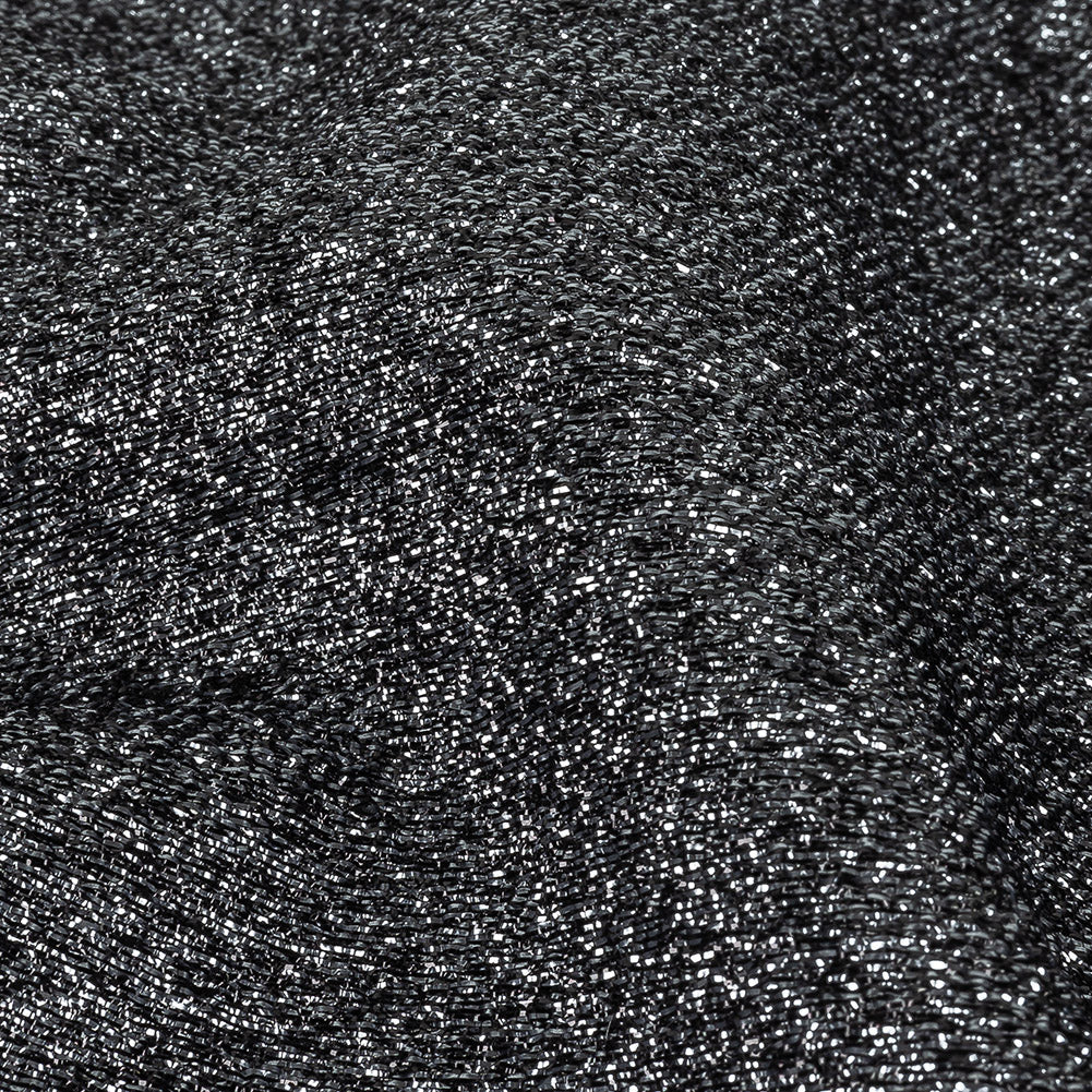Cygnus Metallic Black and Silver Crinkled Lame Luxury Brocade