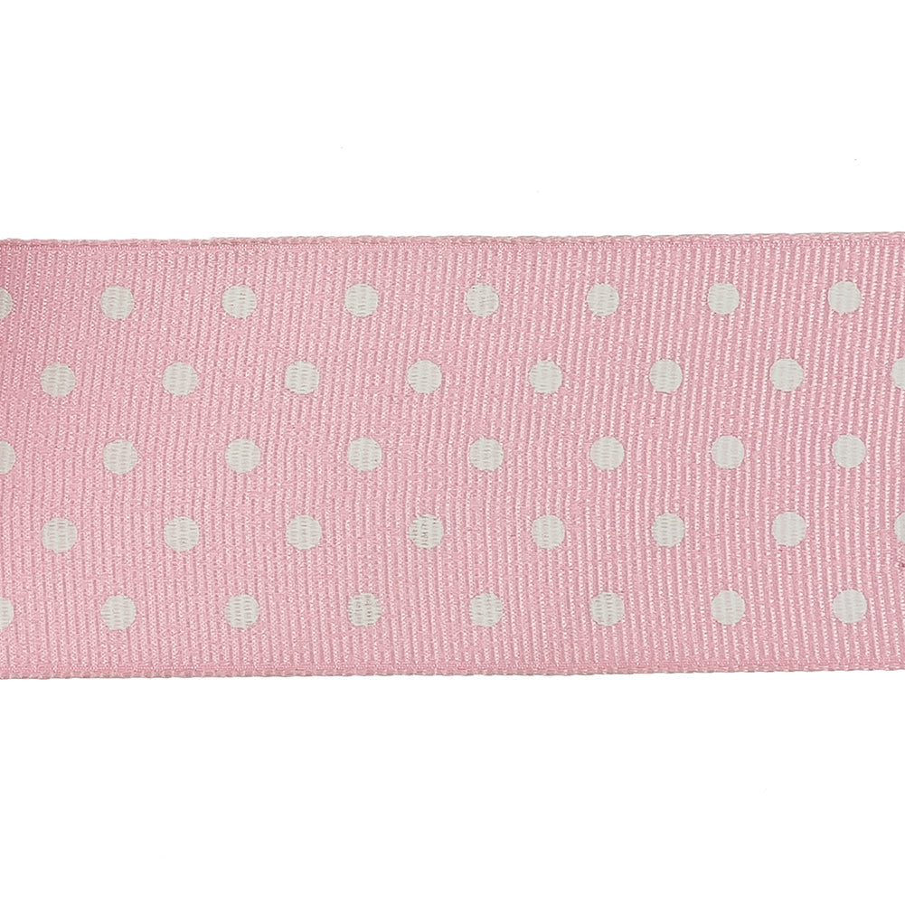 Parfait Pink and White Polka Dots Grosgrain Ribbon - 1.625"