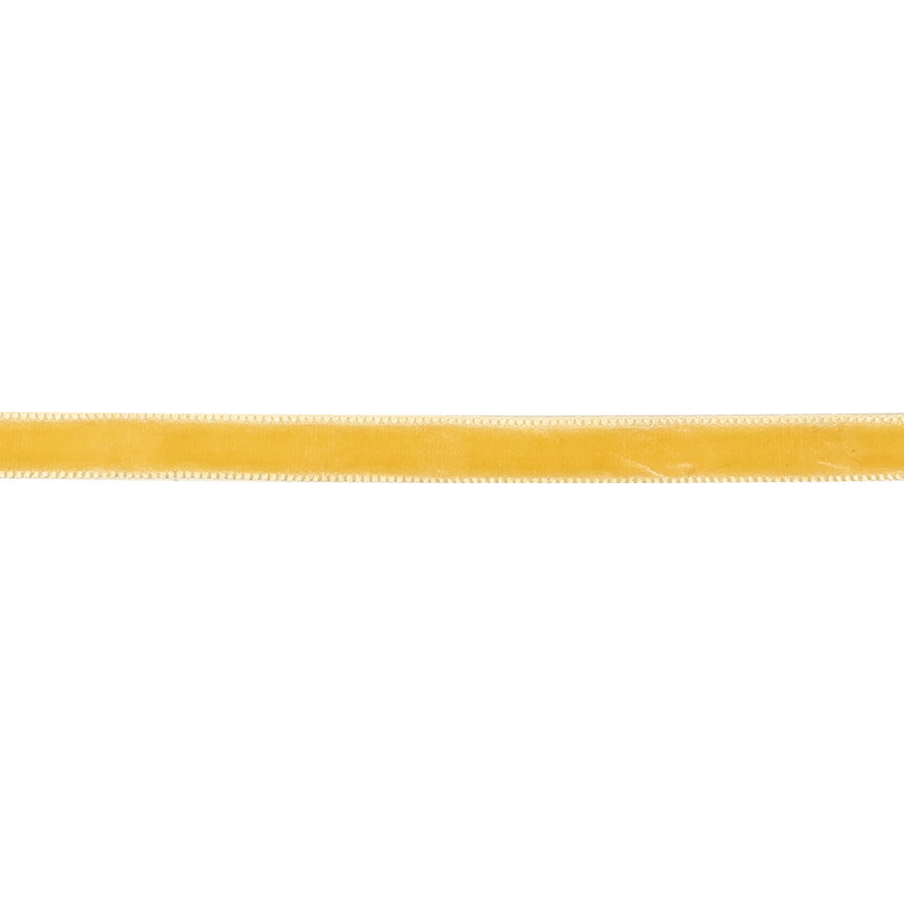 Cream Gold Single Face Velvet Ribbon - 0.25"