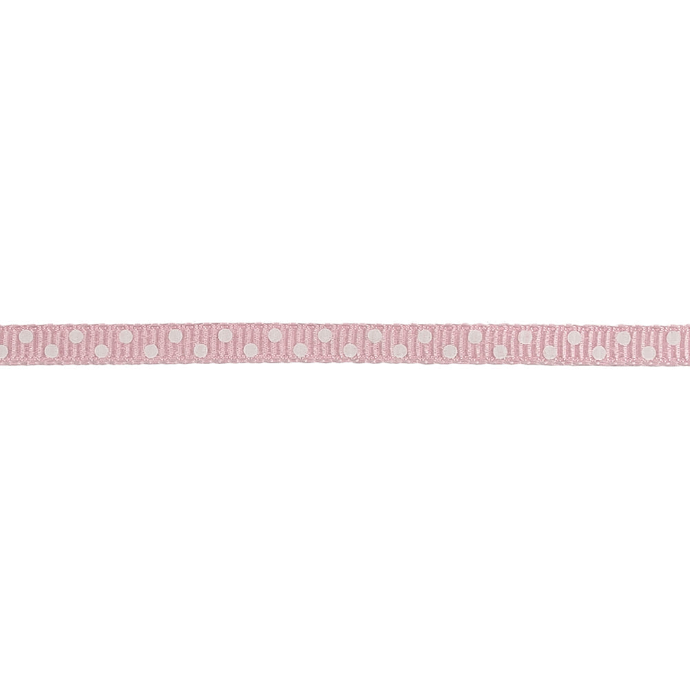 Parfait Pink and White Polka Dots Grosgrain Ribbon - 0.25"