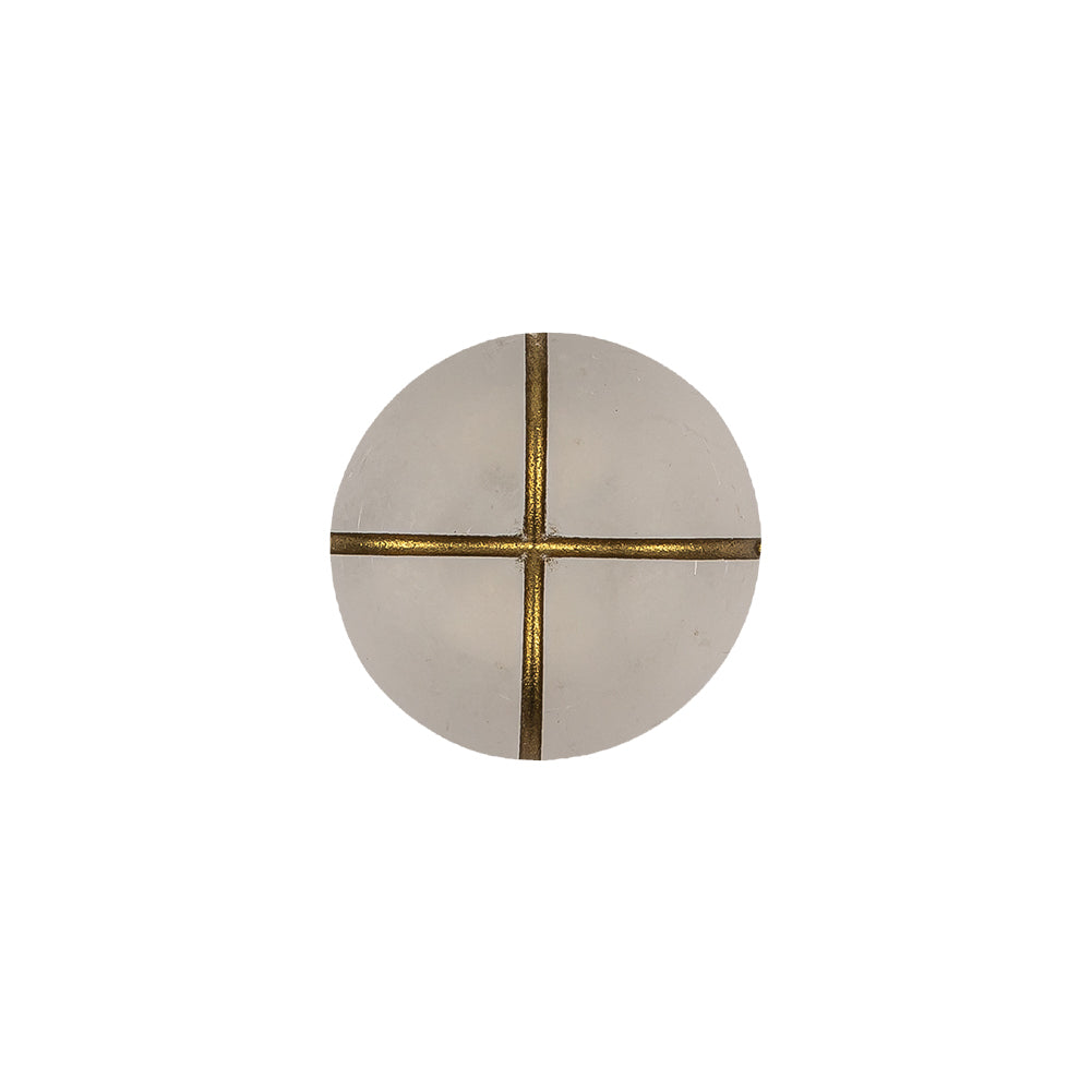 Frosted White and Gold Textured Shank Back Button - 24L/15mm