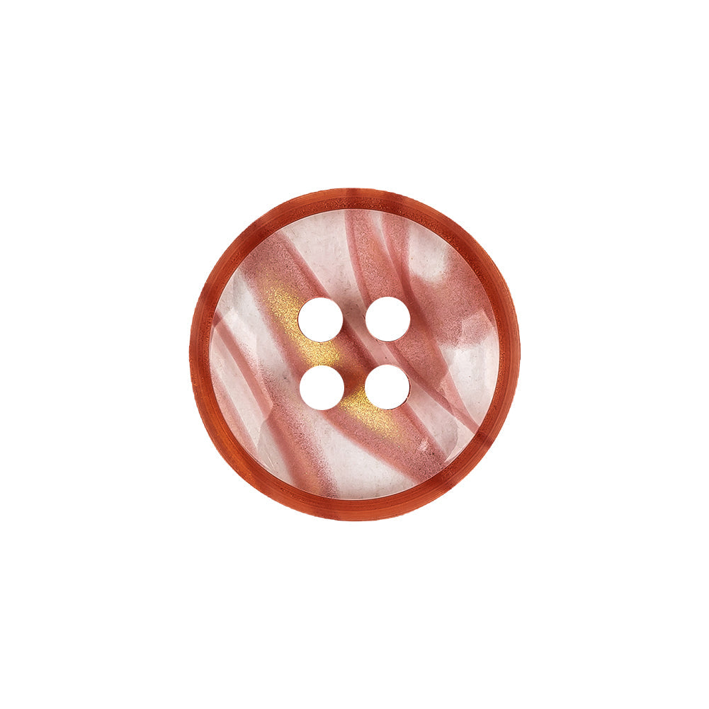 Chili and Clear Abstract Low Convex 4-Hole Plastic Button - 32L/20mm