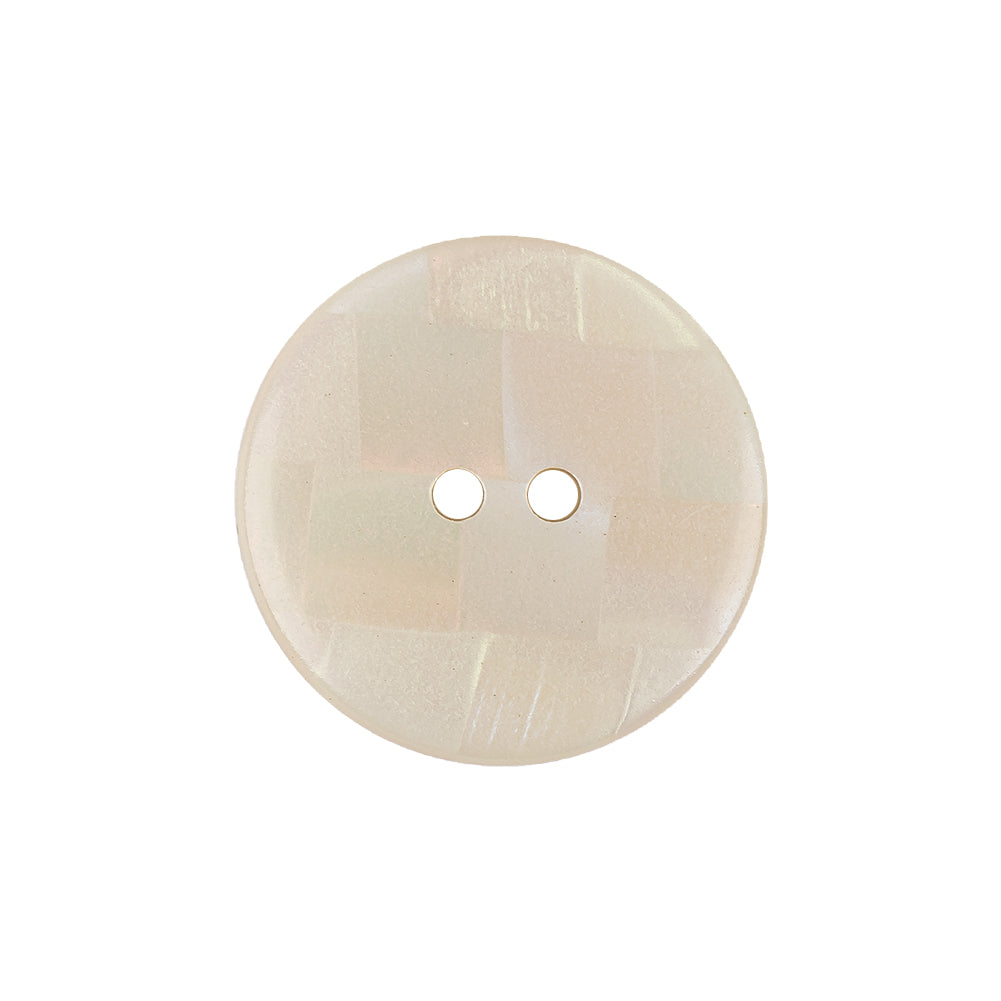 Antique White and Peach Dust Iridescent Patchwork 4-Hole Plastic Saucer Button - 36L/23mm