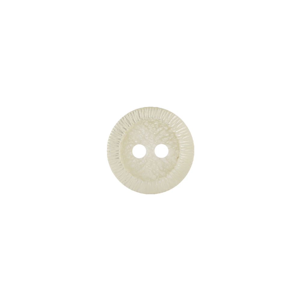 Italian Antique White Iridescent Radiating Rim 2-Hole Plastic Button - 18L/11.5mm
