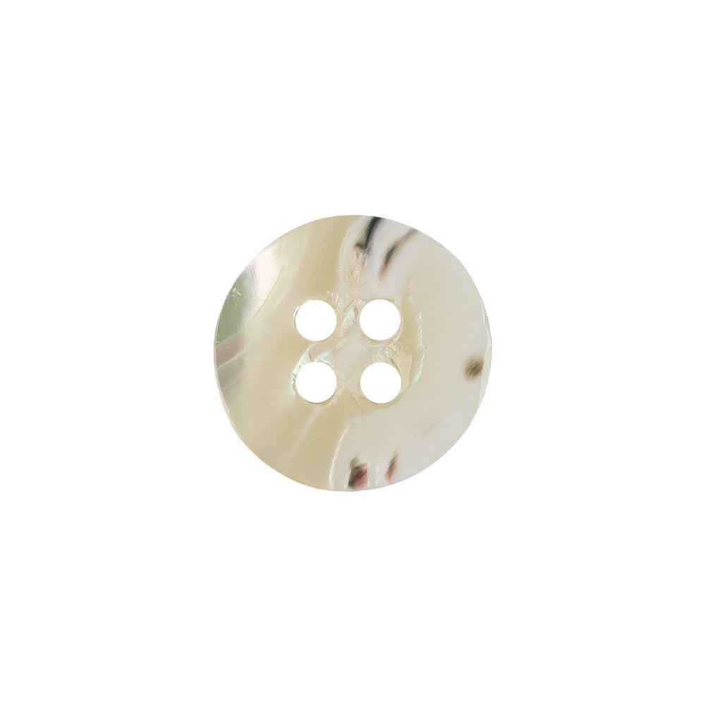 Light Beige Iridescent Narrow Rimmed 4-Hole Plastic Button - 24L/15mm
