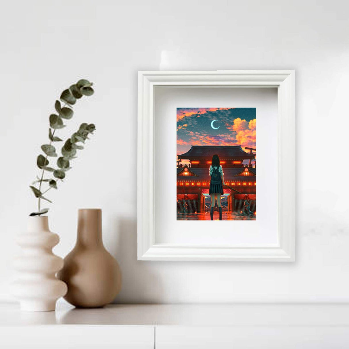 7 ¾x9 ¾" White Frame with Acid-Free Mat – Deep Profile for Hanging or Standing, Plastic Front Protection