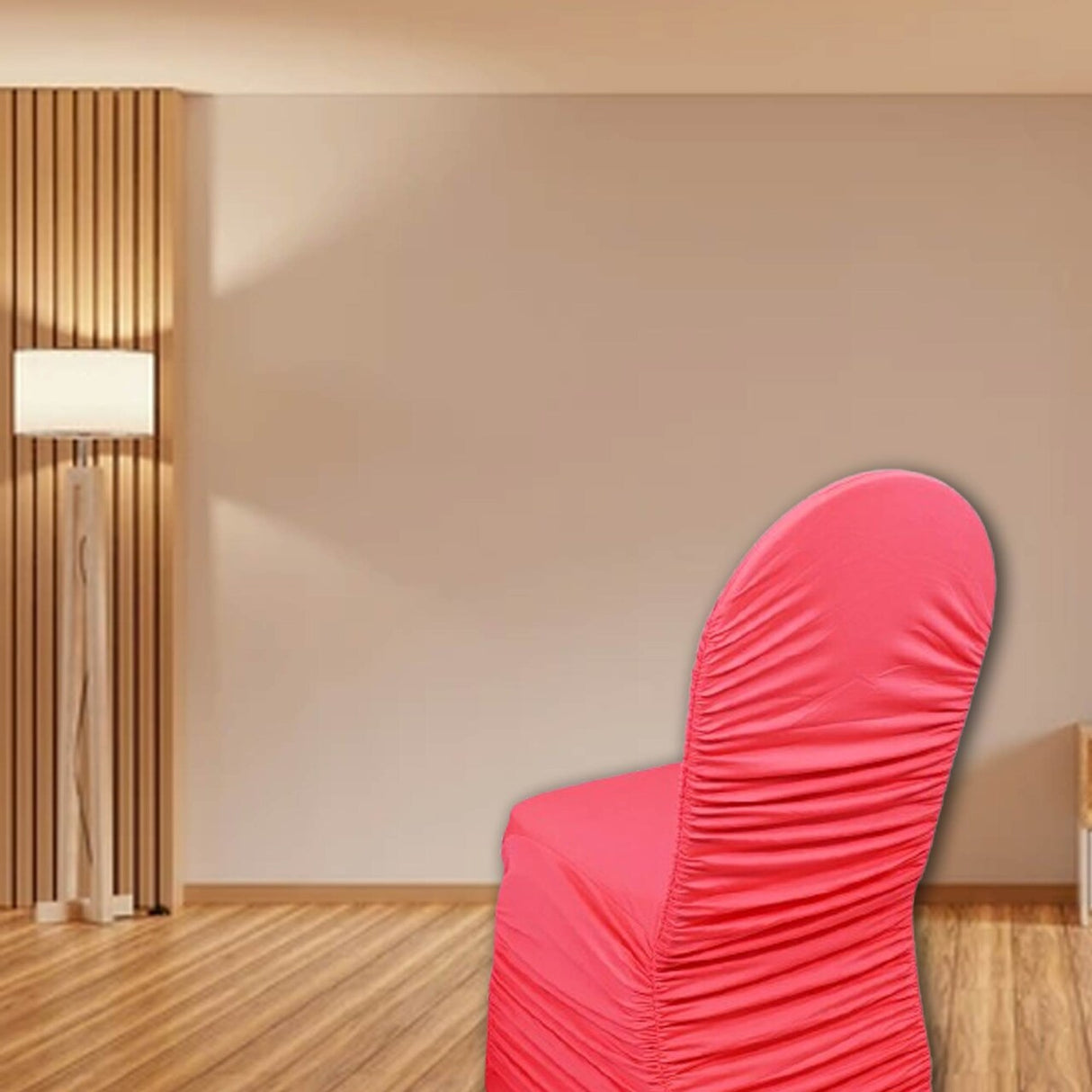 1 Piece Coral Rouge Chair Cover, Stretch Ruffled Spandex for Banquet Chairs