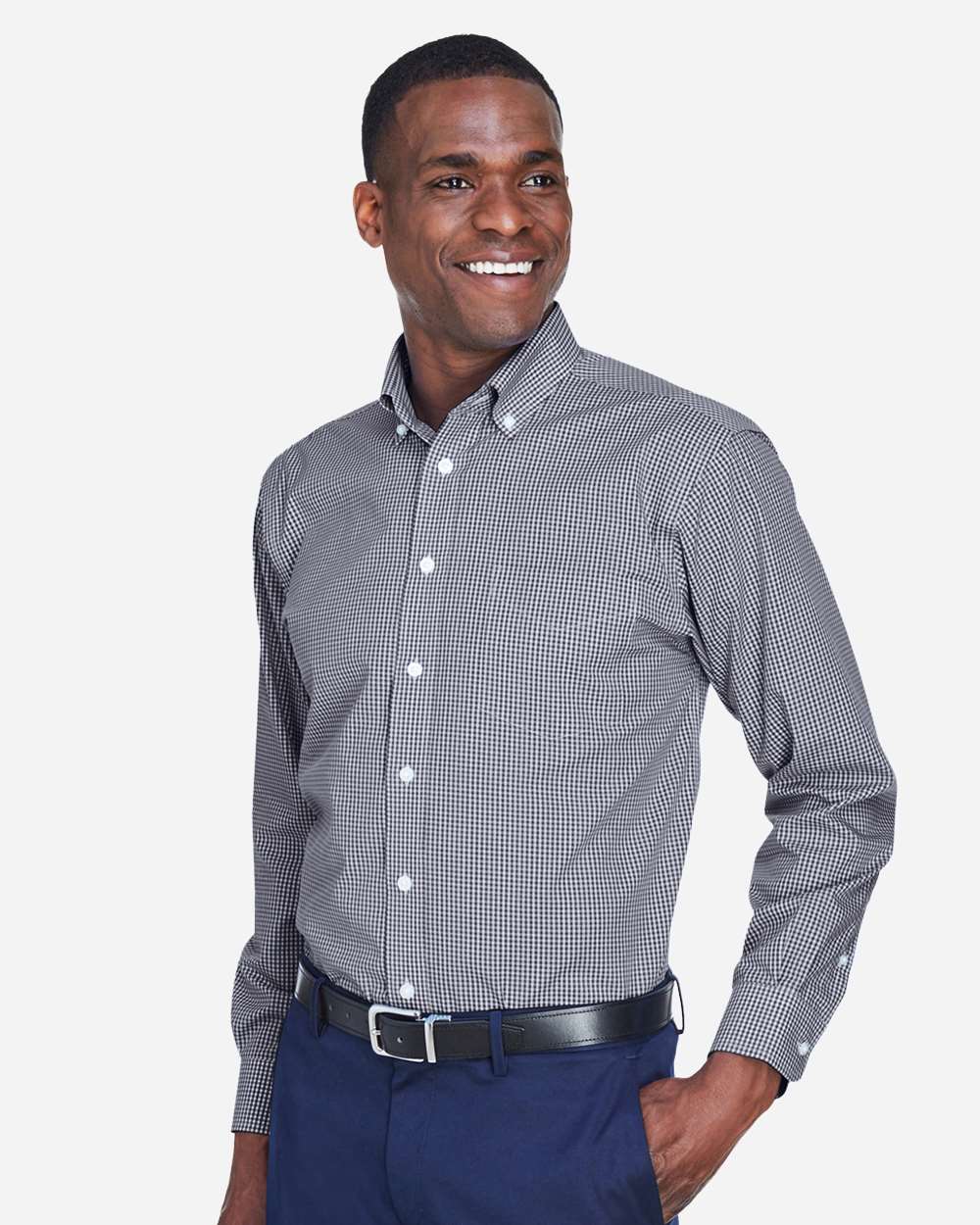 Devon & Jones® Mens Gingham Dress Shirt Cotton Polyester Classic Fit