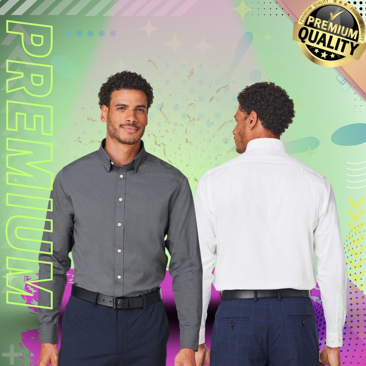 Devon & Jones® Men’s Stretch Poplin Dress Shirt Moisture-Wicking Wrinkle-Resistant Professional Wear