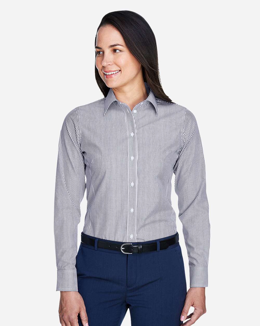 Devon & Jones® Womens Banker Stripe Dress Shirt Cotton Polyester Fit