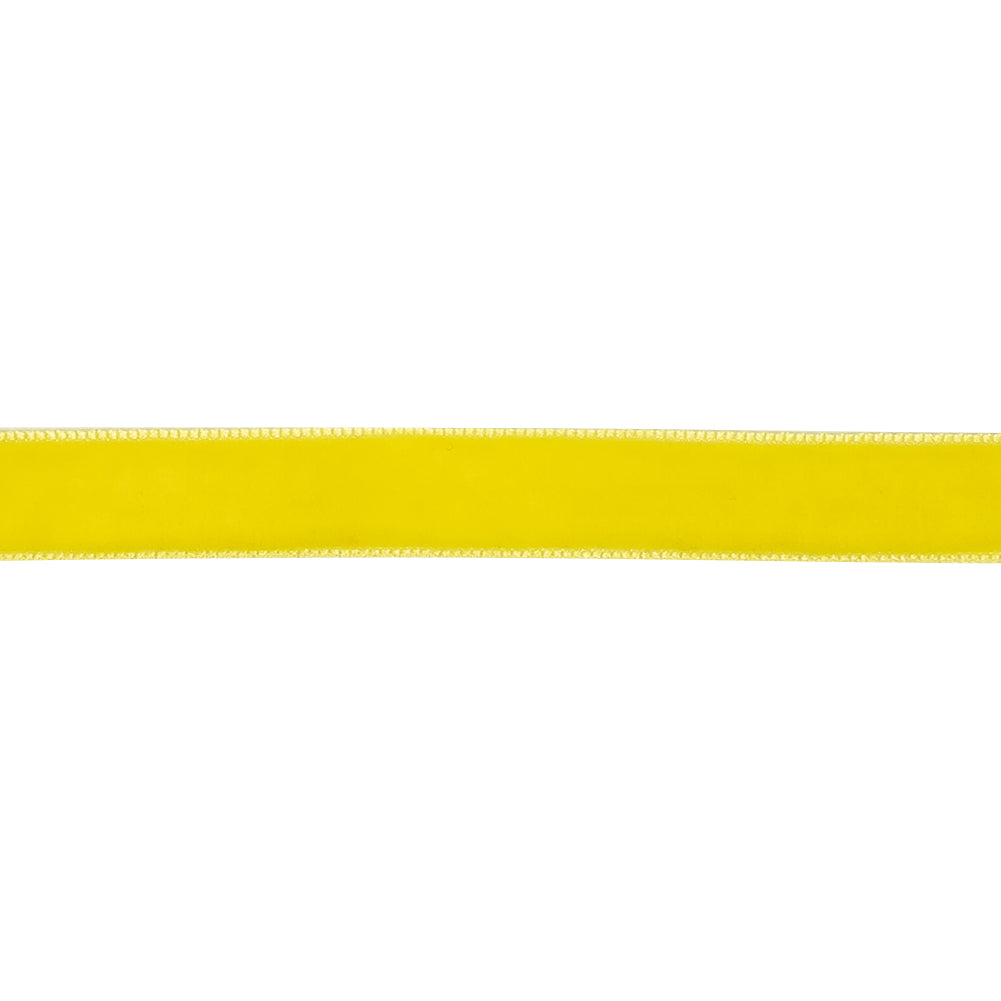Lemon Yellow Single Face Velvet Ribbon - 0.5"