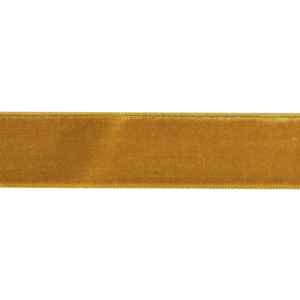 Gold Single Face Velvet Ribbon - 0.875"