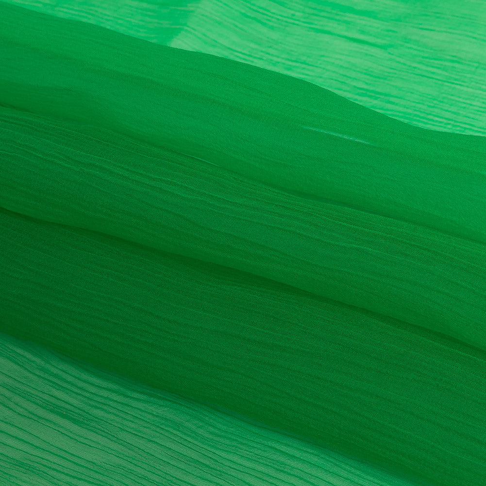 Oscar de la Renta Kelly Green Crinkled Silk Organza