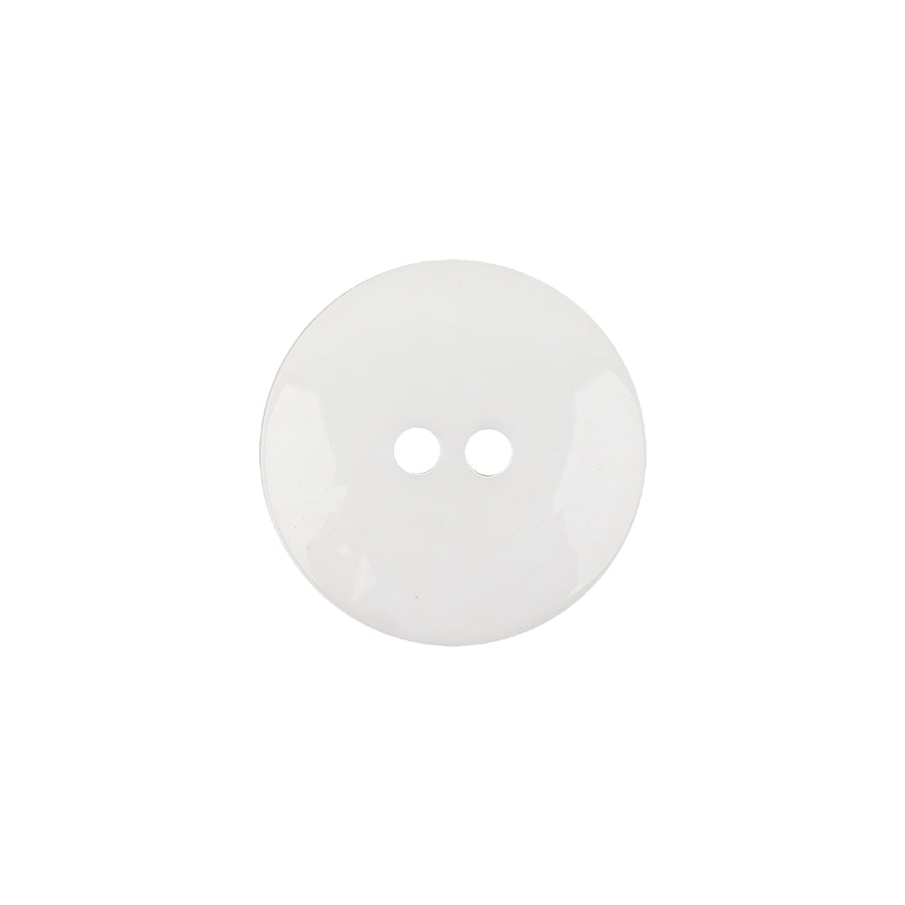 Italian White Low Convex 2-Hole Plastic Button - 28L/18mm