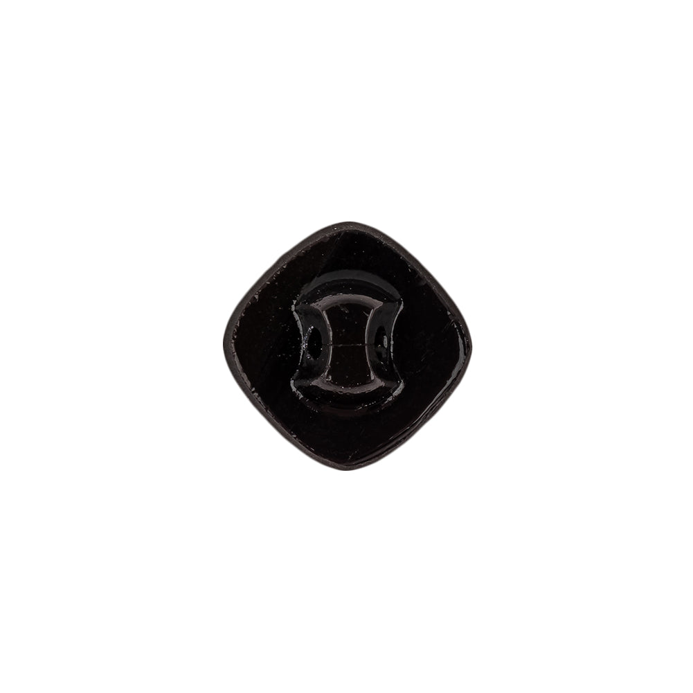 Speckled White and Black Enameled Shank Back Glass Button - 22L/14mm