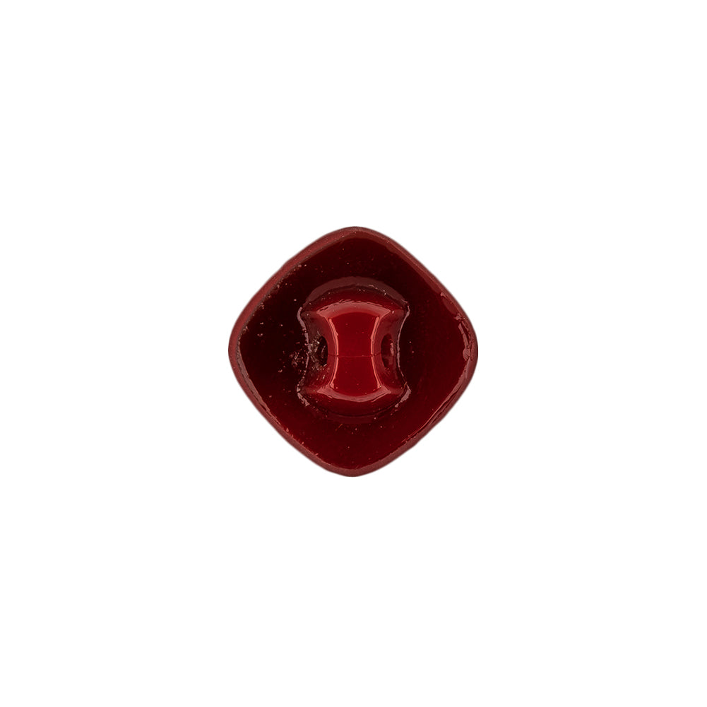 Speckled White and Red Enameled Shank Back Glass Button - 22L/14mm