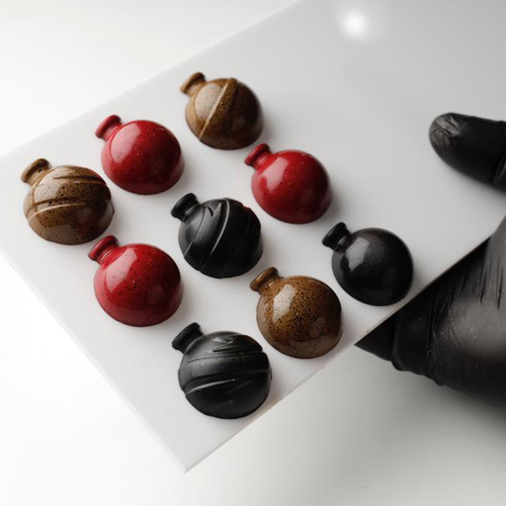 Greyas Polycarbonate Chocolate Mold, Christmas Ornament Bonbons by Luis Amado, 24 Cavities