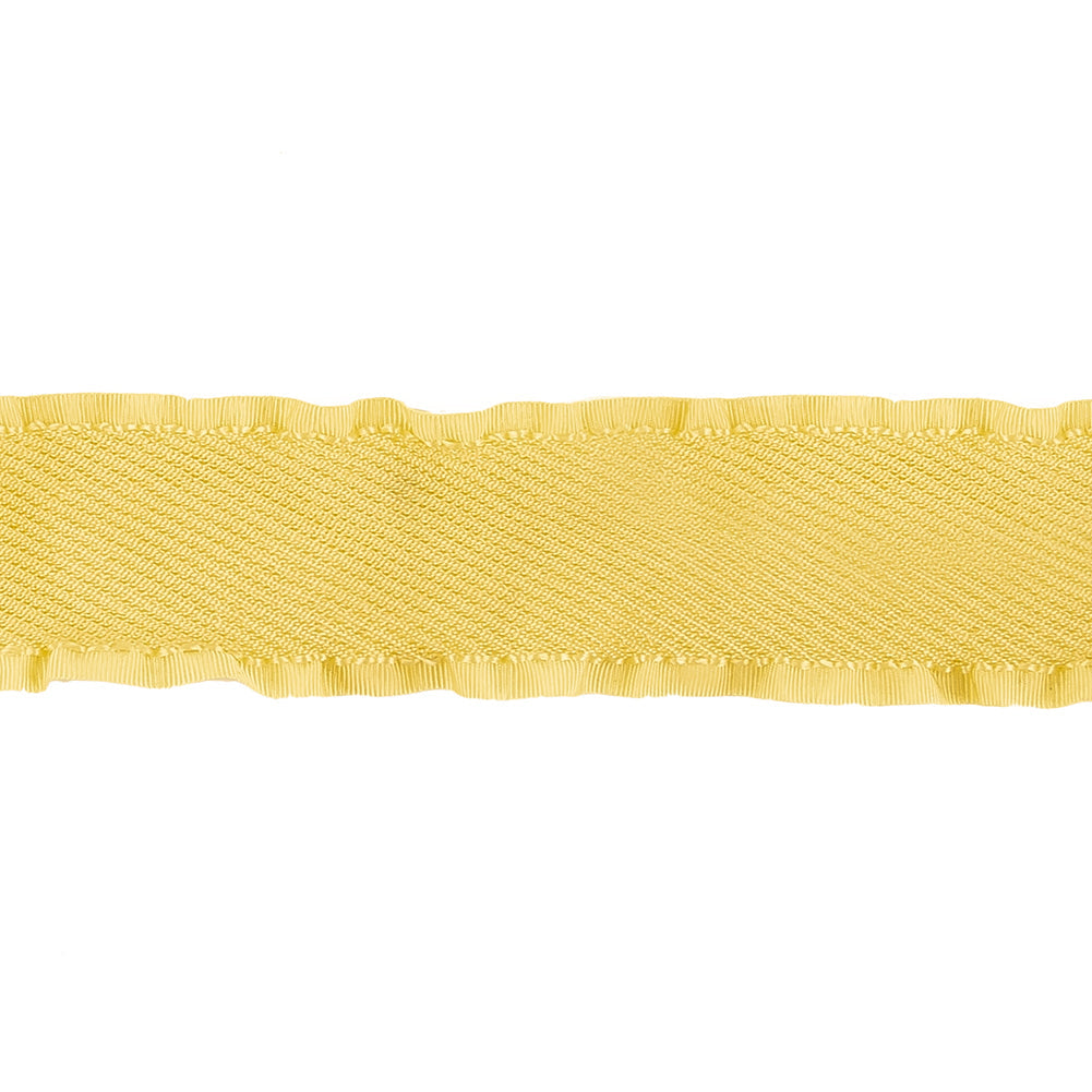 Lemon Twill Ribbon with Ruffled Grosgrain Borders - 1"