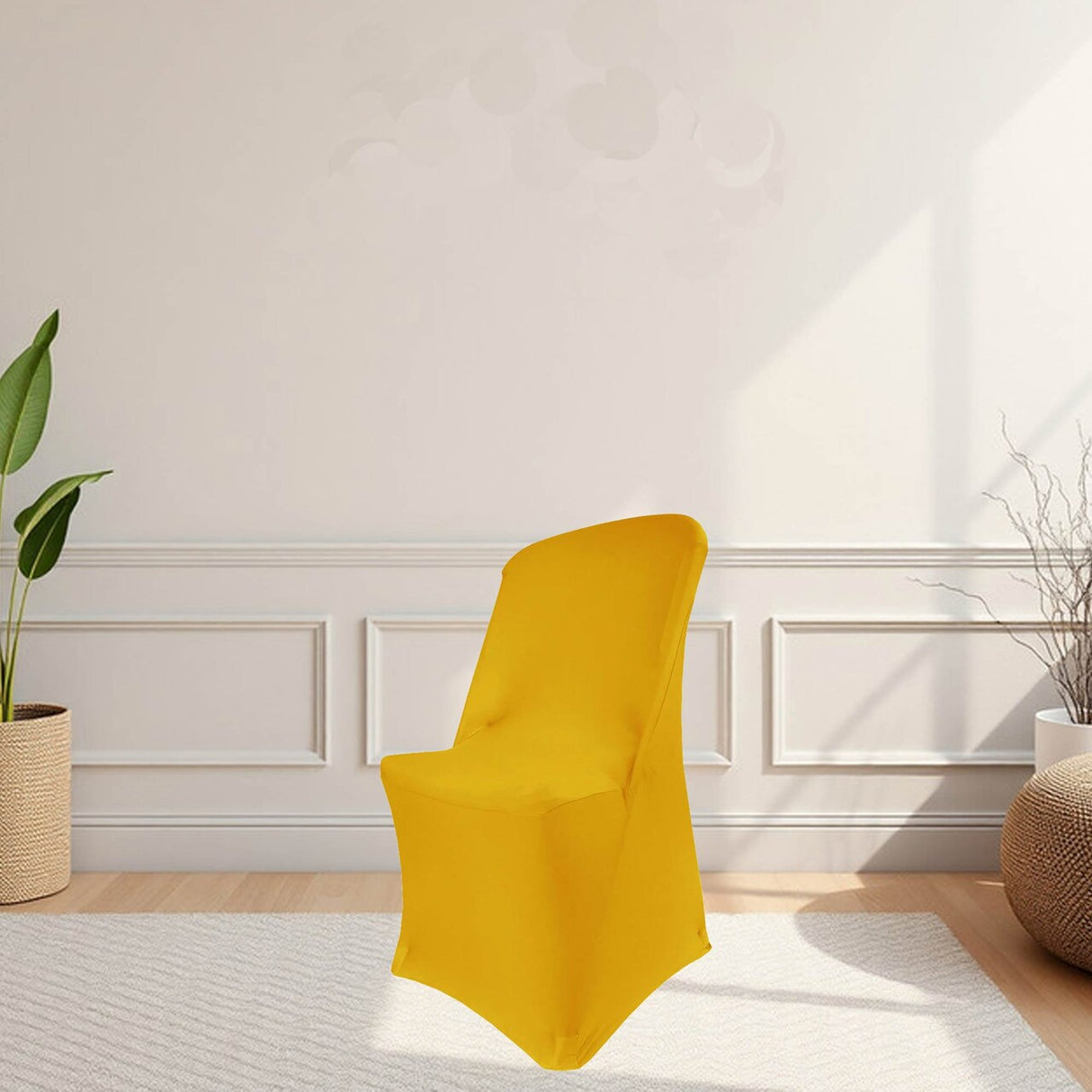 1 Piece Gold Stretch Chair Cover Premium Spandex Fit for Lifetime Folding Chair