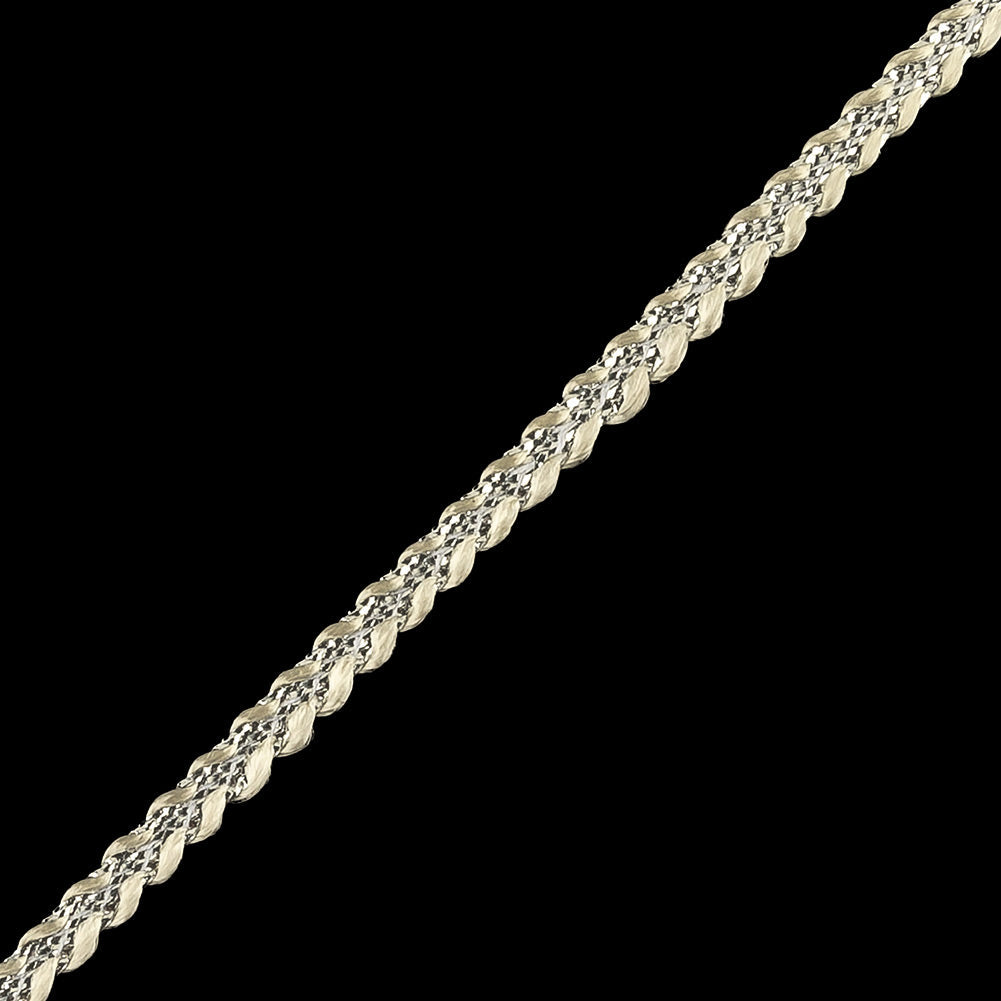 Metallic Silver and White Braided Trim - 0.1875"