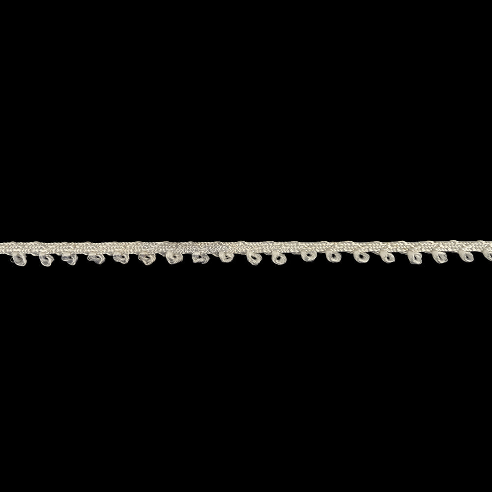 Optical White Picot Edged Cotton Blend Braided Trim - 0.1875"