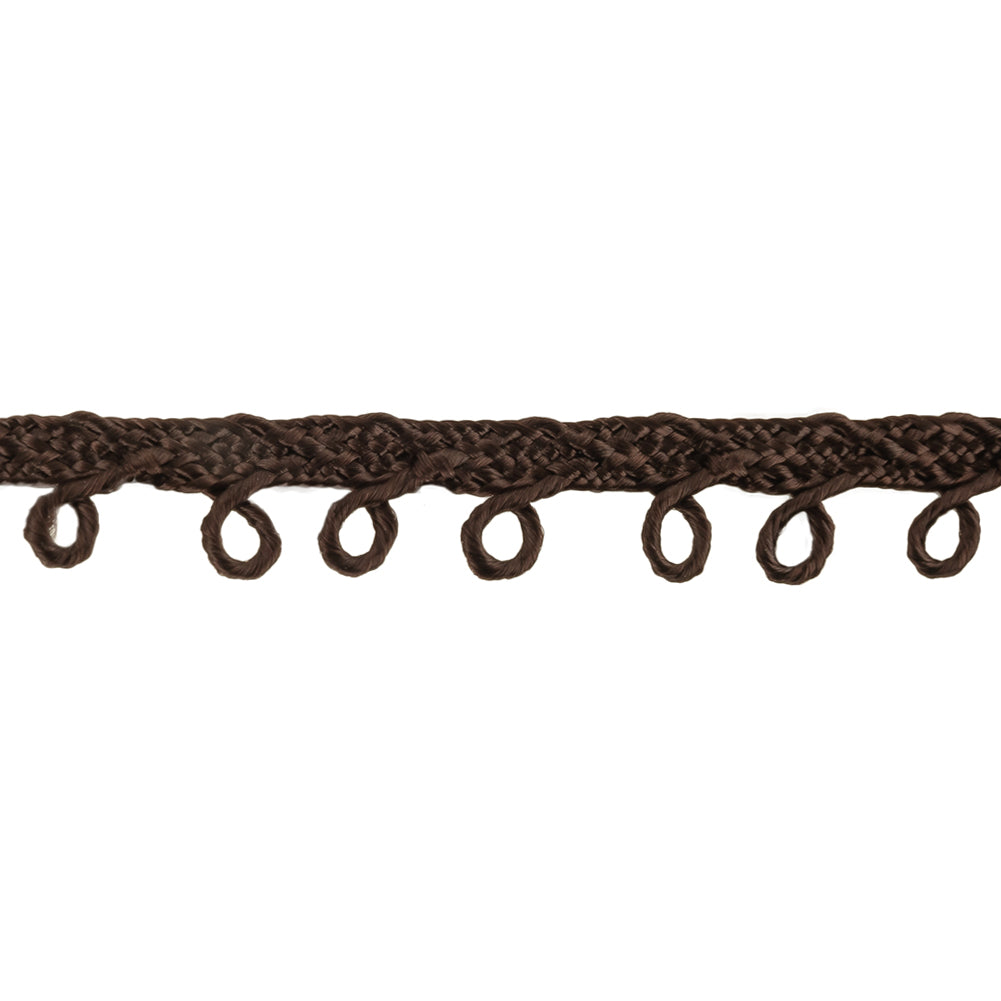 Brown Picot Edged Cotton Blend Braided Trim - 0.1875"