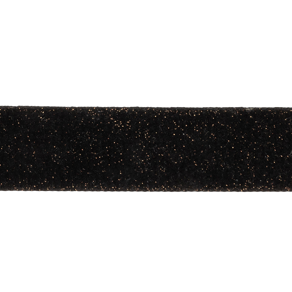 Black and Copper Glitter Velvet Trim - 1"